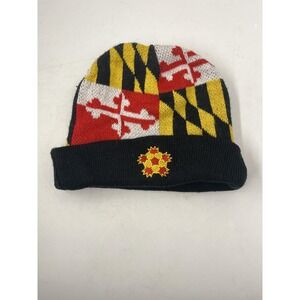 Maryland Flag Hat Beanie Knit Cuffed Black Red Yellow White Hitwear Mens Soccer